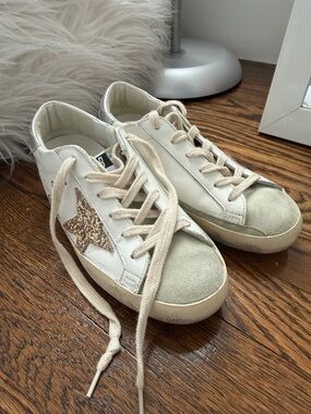Golden Goose White Sneakers with Silver Heel Accent